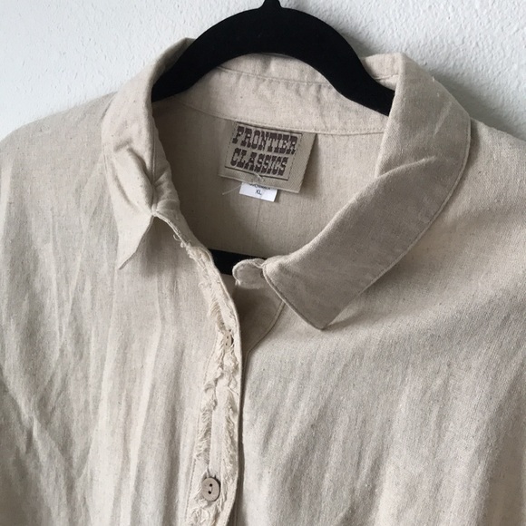 NWT Oatmeal Tunic Top Fringe Placket Sz XL - Picture 2 of 5